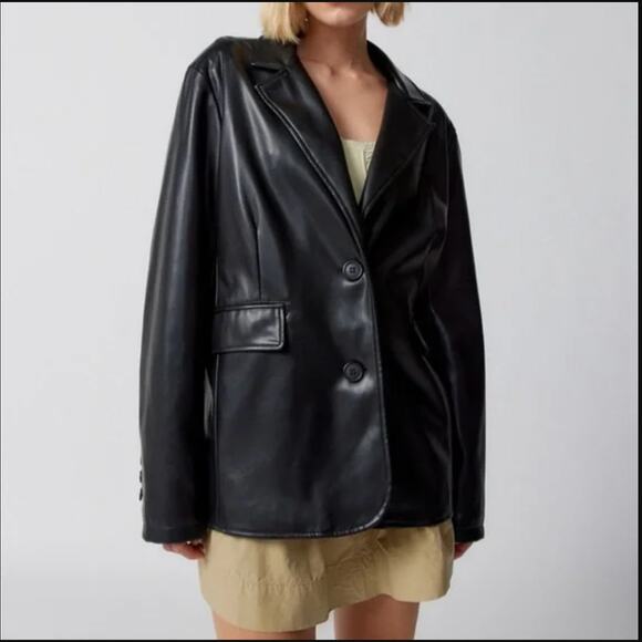 Urban Outfitters Jules Faux Leather Blazer – Black – Size XL - Picture 4 of 7
